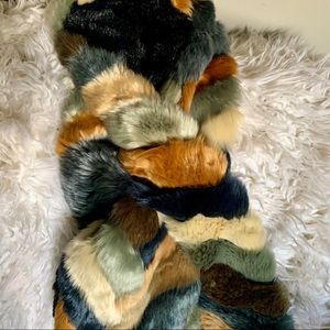 Multi color faux fox stole/scarf
